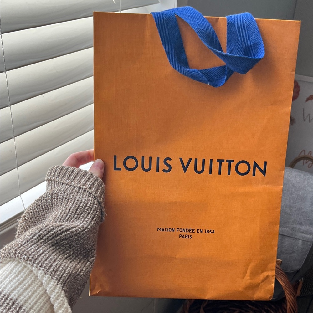 Louis Vuitton Bright Orange Bag with Blue Straps